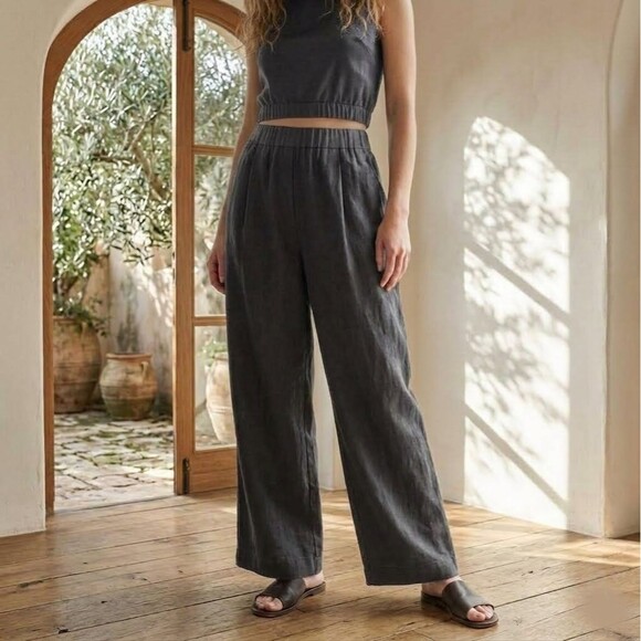 Free People Pants - Free People Women's Wide-Leg Drawstring Trouser Pants Adjustable Black M 288529